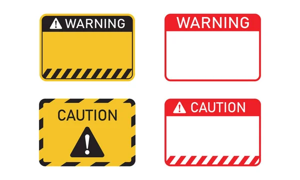 Blank Label Warning Caution Sticker Template Set Suitable Design Element — Stock Vector