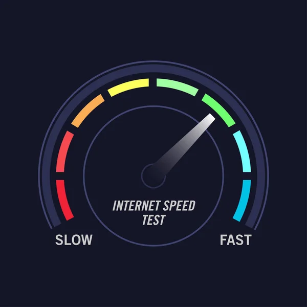 Nternet Hız Test Göstergesinin Düz Vektör Çizimi Nternet Performans Testinin — Stok Vektör