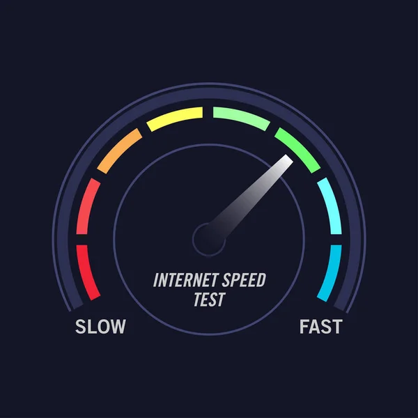 Ilustración Vectorial Plana Del Medidor Prueba Velocidad Internet Adecuado Para — Archivo Imágenes Vectoriales