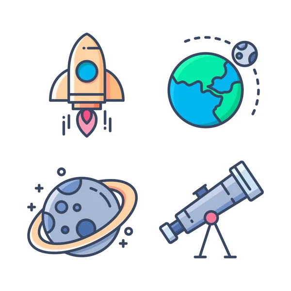 Vector Illustration Space Exploration Icon Lineal Color Style Suitable Design — Stock Vector