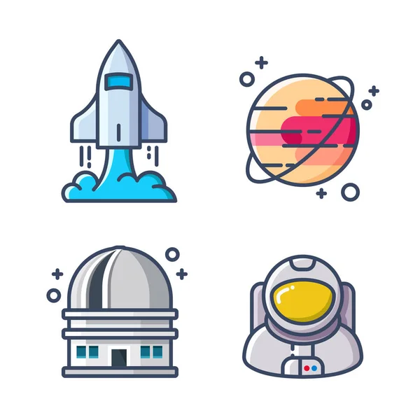 Vector Illustration Space Exploration Lineal Color Icon Style Suitable Design — Stockvektor