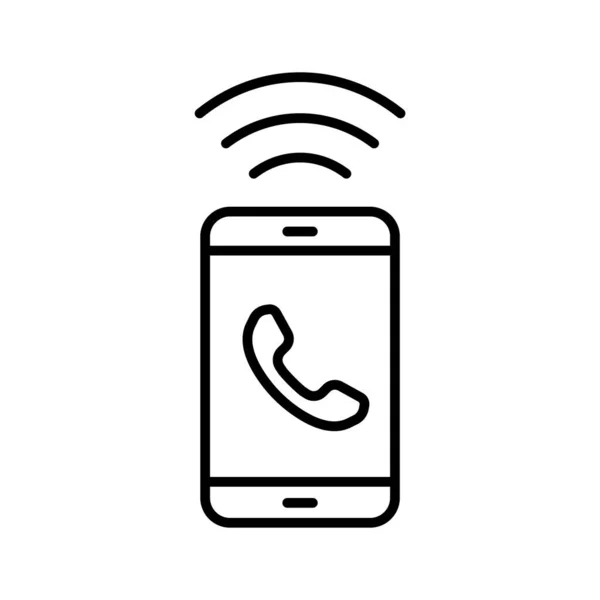 Ilustracja Wektorowa Ikony Połączenia Przychodzącego Smartfona Zarysowanym Stylu Nadaje Się — Wektor stockowy