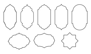 İslami tarz sınır ve çerçeve tasarım şablon elemanı. Ramazan posteri, Bayram Mübarek tebrik kartı ve İslami metin için kopyalama alanı için uygun.