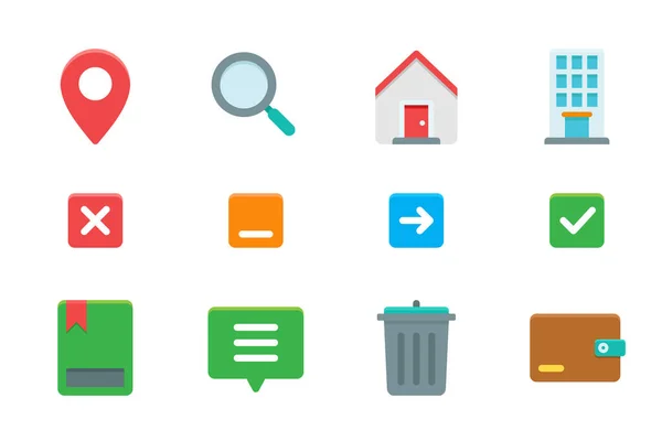 Set Iconos Esenciales Planos Adecuado Para Elemento Diseño Logotipo Básico — Archivo Imágenes Vectoriales