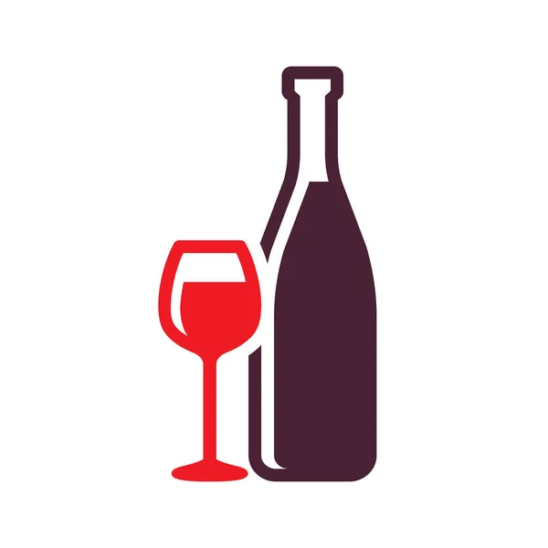 Ilustração Vetorial Uma Garrafa Vinho Copo Adequado Para Elementos Design — Vetor de Stock