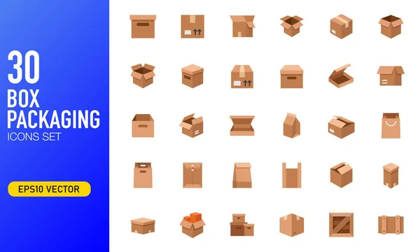 Box Packaging Icon Set Flat Style Suitable Design Element Cargo — Image vectorielle