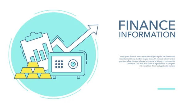 Flat Vector Illustration Finance Business Gold Vault Business Report Company — ストックベクタ