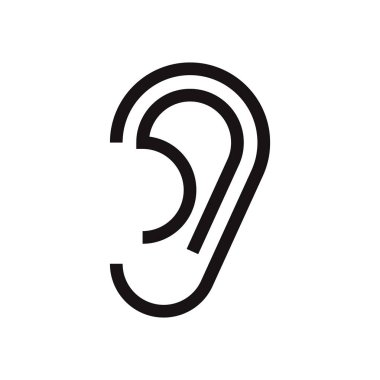 Web ve mobil uygulama tasarımınız, müzik logosu konseptiniz için beyaz arkaplanda izole edilmiş kulak simgesi vektörü