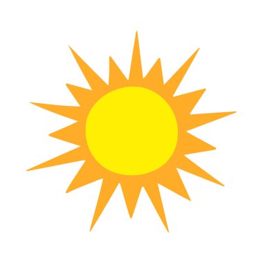 Güneş ikonu. Beyaz arkaplanda izole edilmiş hava vektörü simgelerinin düz çizimi