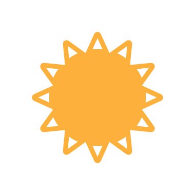 Beyaz arkaplanda izole edilmiş güneş ikonu vektörü, iklim elementi tasarımı logosu kavramı.