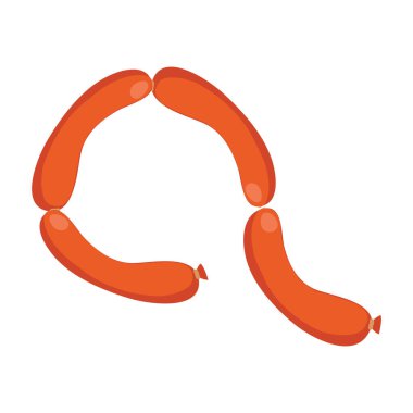 Beyaz arkaplan vektör illüstrasyonunda sosis simgesi