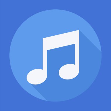 Müzik Not düz simgesi uzun gölge ile