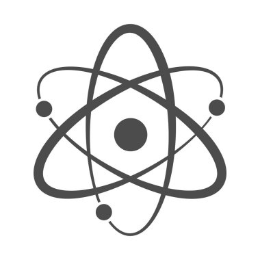 Atom simgesi vektörü web ve mobil uygulama tasarımınız için beyaz arkaplanda izole edildi, nükleer logo kavramı