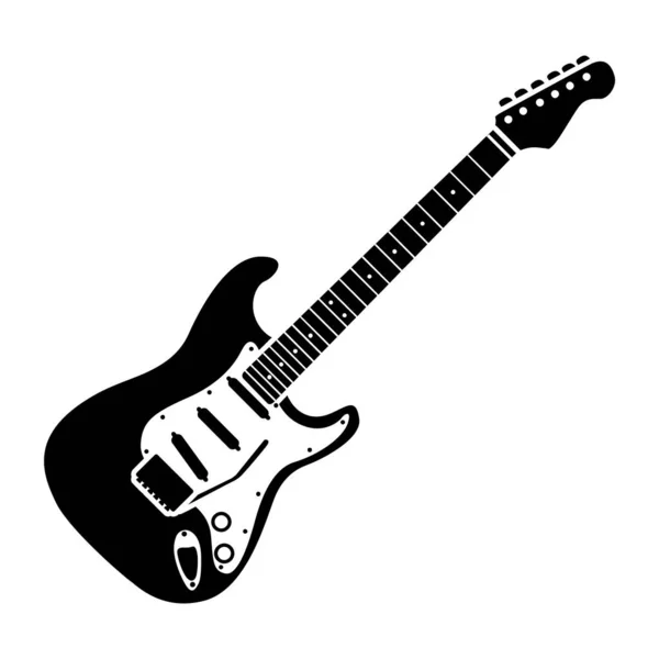 ギターアイコン 白い背景に隔離されたウェブデザインのための電動ベースベクトルアイコンの漫画 — ストックベクタ