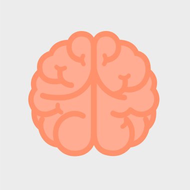 Minimalist vektör illüstrasyonu, beyin simgesi