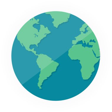 Dünya haritası simgesi. Web tasarımı için küresel vektör sembolünün düz çizimi