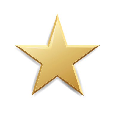 Yıldız simgesi. Beyaz arkaplanda izole edilmiş altın yıldız vektör simgelerinin düz çizimi