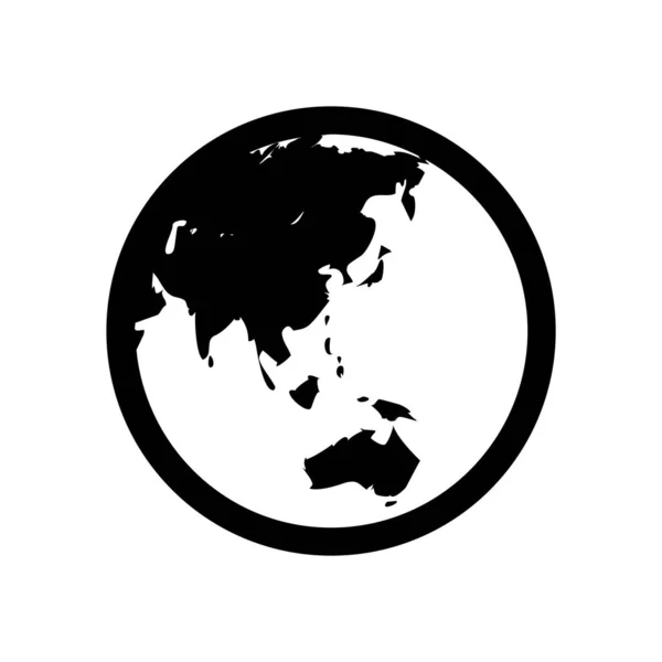 Ikona Mapy Světa Černobílá Ilustrace — Stockový vektor