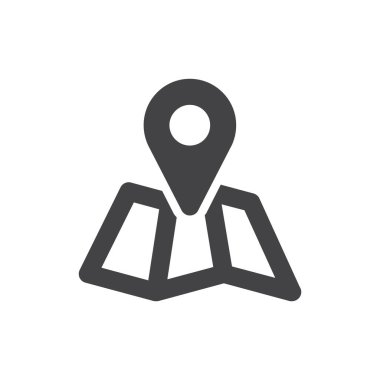 Web ve mobil uygulama tasarımınız için beyaz arkaplanda izole edilmiş konum simgesi vektörü, harita logosu konsepti