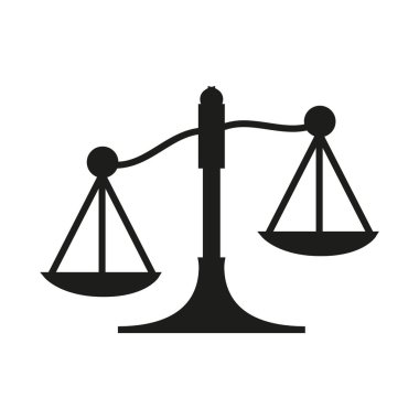 Minimalist vektör illüstrasyonu, hukuk adaleti simgesi