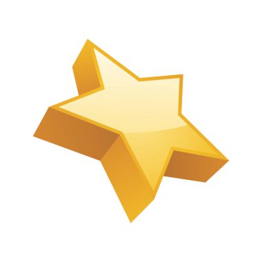 Yıldız simgesi. Altın yıldızların izometrik vektör çizimi. beyaz arkaplanda izole