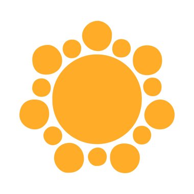 Beyaz arkaplan ile izole edilmiş turuncu güneş ikonu çizimi