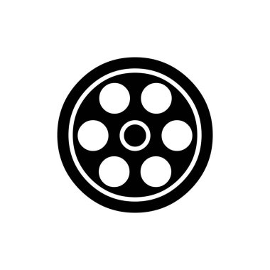 Film makarası ikonu. siyah ve beyaz resimleme.