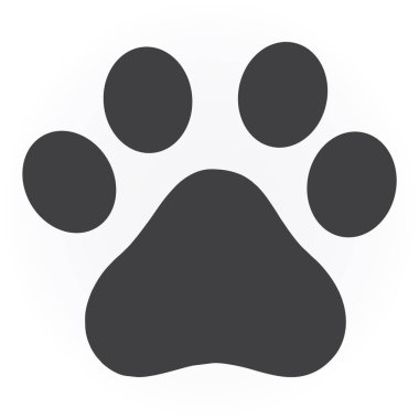 Pençe izi simgesi. Beyaz kenarlı siyah sembol. vektör illüstrasyonu.