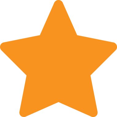 Yıldız simgesi. Bu düz vektör sembolü turuncu ve beyaz renkler, yuvarlak açılar ve izole edilmiş