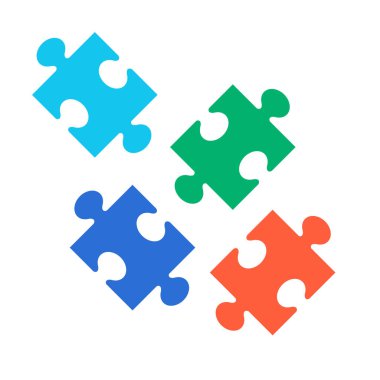 Beyaz arkaplanda bulmaca simgesi, vektör illüstrasyonu