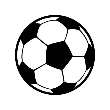 Futbol topu ikonu. siyah ve beyaz resimleme.