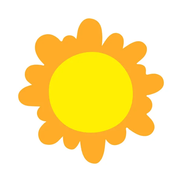 Ηλιόσπορο Επίπεδη Απεικόνιση Του Ήλιου Διάνυσμα Σημάδι Απομονώνονται Λευκό Φόντο — Διανυσματικό Αρχείο