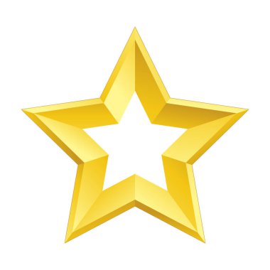 Yıldız simgesi. Beyaz arkaplanda izole edilmiş altın yıldız vektör simgelerinin düz çizimi