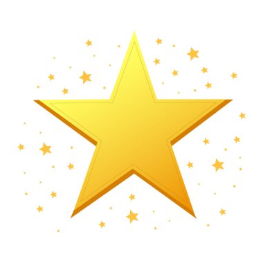 Yıldız simgesi. Beyaz arka planda sarı altın yıldızlar. vektör illüstrasyonu