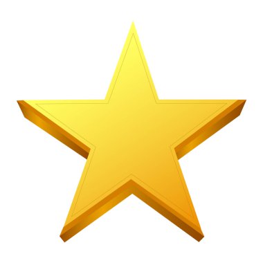 Yıldız simgesi. Beyaz arkaplanda izole edilmiş altın yıldız vektör simgelerinin düz çizimi