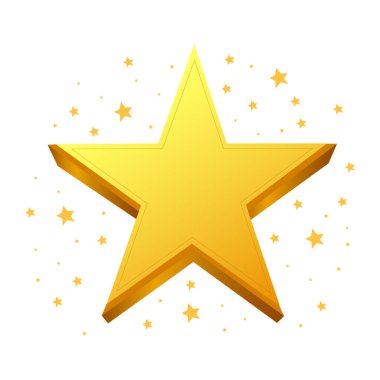 Altın yıldız ikonu. Beyaz arkaplanda izole edilmiş web tasarımı için yıldız vektör sembolünün izometriği