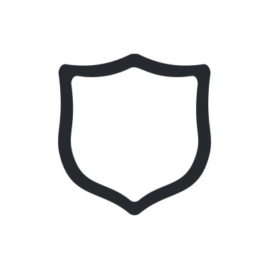 Beyaz arkaplanda izole edilmiş kalkan vektör simgesi