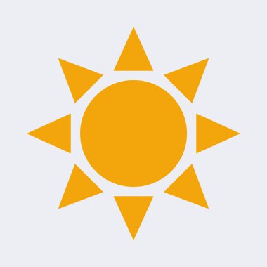 Güneş ikonu. Düz dizayn. vektör illüstrasyonu.