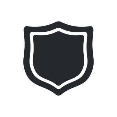 Beyaz arkaplanda izole edilmiş kalkan vektör simgesi