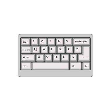 Beyaz arkaplan üzerindeki klavyenin minimalist vektör çizimi
