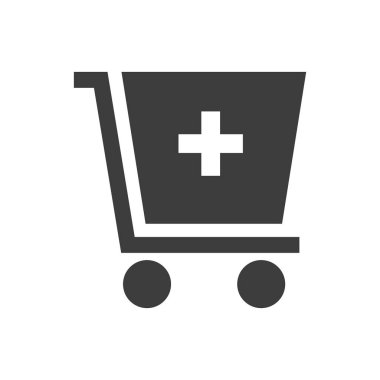 minimalist vektör illüstrasyonu, alışveriş arabası simgesi