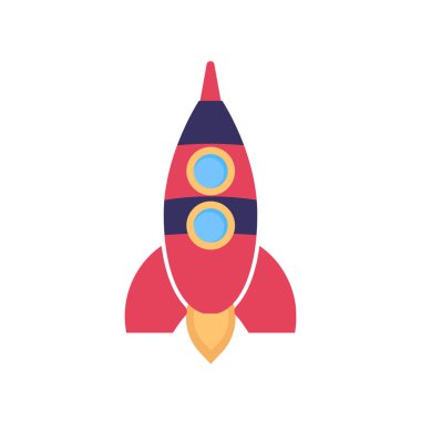 Beyaz arkaplanda izole edilmiş roket simgesi vektörü, uzay gemisi logosu kavramı