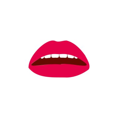 red lips simple icon, vector illustration