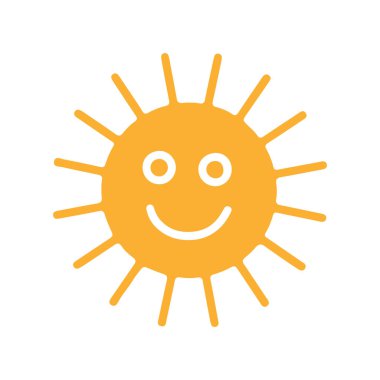 Güneş düz simge vektör çizim 