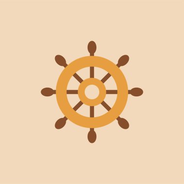 rudder of ship steering wheel simple icon, vector illustration