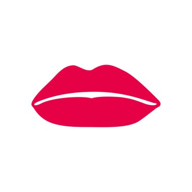 red lips simple icon, vector illustration