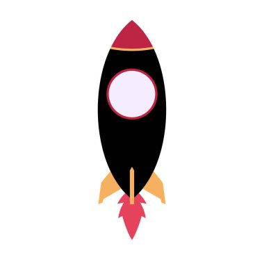Beyaz arkaplanda izole edilmiş roket simgesi vektörü, uzay gemisi logosu kavramı
