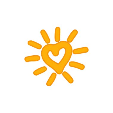 Beyaz arkaplanda izole edilmiş güneş simgesi