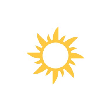 Beyaz arkaplanda izole edilmiş güneş simgesi