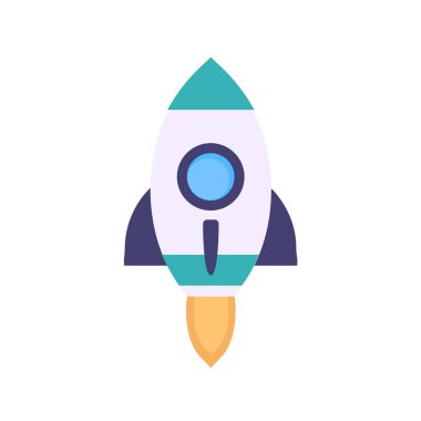 Beyaz arkaplanda izole edilmiş roket simgesi vektörü, uzay gemisi logosu kavramı